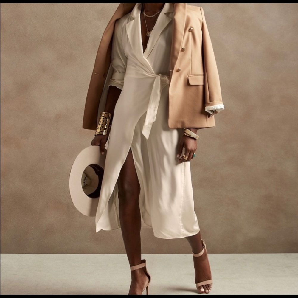 Banana Republic Blazer Wrap Dress in White Ivory